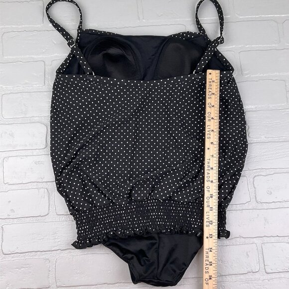 Miraclesuit 1pc Swimsuit Women 8‎ Black White Polka Dot Blouson Pad Bra VTG - Picture 8 of 10